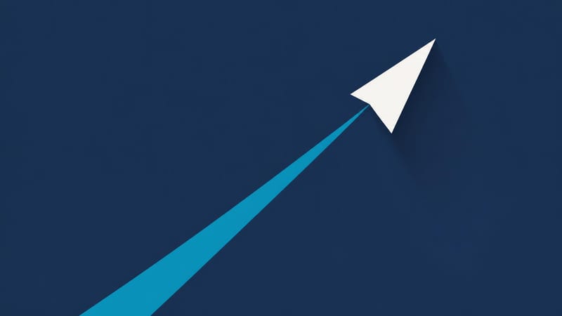 A triangle travelling upward with a tapering trail